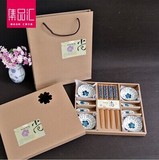 中国风创意陶瓷碟子筷子礼盒款婚庆礼品套装结婚回礼餐具展会礼品