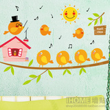可移除墙贴 鸟儿的音乐课 卧室幼儿园教室床头卡通动物儿童房