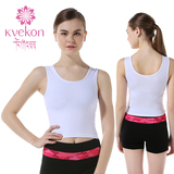 kvekon瑜伽服背心短款2016新款露脐愈加健身服跳操运动含胸垫上衣