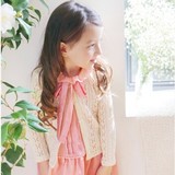 韩国童装非代购春夏新款韩版女童纯色镂空开衫针织衫防晒衫空调衫