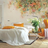 3d大型壁画彩绘月季 美式田园壁纸 卧室沙发客厅电视背景墙壁纸