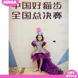 女童中国风民族唐装儿童模特走秀演出长拖尾晚礼服公主连衣婚纱裙