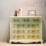 韩式整装客厅实木斗柜储物收纳柜欧式原木白色多抽柜田园烤漆包邮