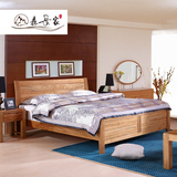 全实木床1.8米现代中式实木床双人床1.5 森岳金丝柚木家具结婚床
