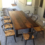 美式乡村酒吧桌椅loft餐厅铁艺实木休闲桌椅组合办公家具会议桌椅