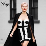 Hego2016新款一字领抹胸露肩修身性感紧身包臀裹胸连衣裙小礼服夏