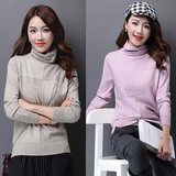 2015冬季新品高领毛衣女羊绒衫短款套头加厚纯色打底衫韩版宽松潮
