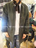 韩国代购2016冬新款加厚羊羔毛两面穿中长款麂皮绒外套女潮V1715
