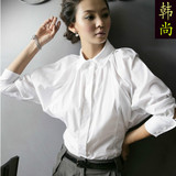 韩国2016春秋新款蝙蝠袖白衬衫女韩范百搭气质型七分袖职业装上衣