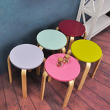 实木小圆凳简约现代时尚彩色实木餐椅