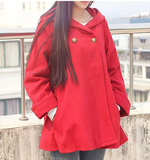 日系森女系学院风斗篷毛呢外套中长款呢子大衣韩版学生女潮秋冬季