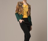 雅&莹专柜正品秋新款复古绿色印花西装外套女E14AH1021a原价2199