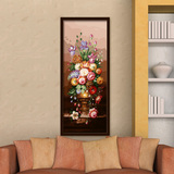 达派恩数字油画diy客厅玄关复古花卉竖大幅手绘装饰画 富贵满堂