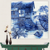 景德镇陶瓷器 名家名作青花瓷手绘乡村水乡 瓷板壁画家居客厅工艺