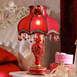 泊盛 结婚台灯卧室床头奢华礼物温馨创意调光红色欧式婚庆台灯H16