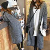 2015秋冬新款韩版女装超长款开衫外套修身大码加厚毛衣针织衫上衣