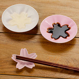 日式创意陶瓷调料调味酱油花朵醋碟酱料盘子筷托樱花小碟子筷子架
