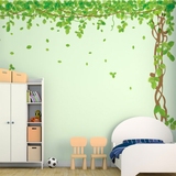 特大树墙贴纸客厅沙发电视背景墙装饰卧室创意贴画绿藤鸟笼照片墙