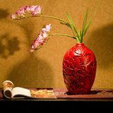 新中式仿古干花器 软装饰品复古家居摆设 简约风中国红客厅小花瓶