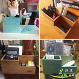 zakka创意笔筒木质遥控器收纳盒化妆品整理办公桌面储物盒子复古