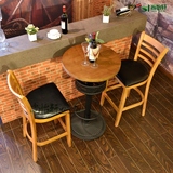 新品咖啡厅实木吧椅 酒吧KTV高吧台桌 甜品奶茶店西餐厅桌椅组合