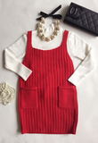 童装女童女宝红色针织背心裙公主裙吊带裙连衣裙韩国专柜品质时尚