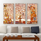 生命之树 美式风格三联竖幅 客厅装饰画沙发背景墙挂画抽象画壁画