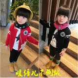 外贸童装批发韩版冬装女童中小童宝宝不倒绒开衫棒球衣加厚外套