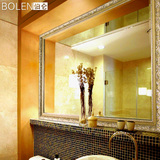 BOLEN 银镜 浴室镜子壁挂卫生间镜子欧式实木卫浴镜洗手间镜子