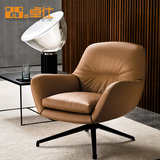 北欧时尚单人沙发椅休闲现代老虎椅躺椅宜家皮客厅样品房椅子设计