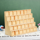 zakka杂货实木原木可DIY橱柜收纳展示柜子35格阶梯木盒 展示盒