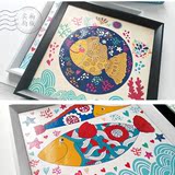 海洋里的鱼儿童房卧室装饰画餐厅 幼儿园卡通壁画挂画 单幅包邮