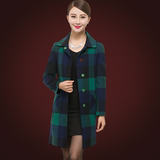 2015新款韩版修身中长款女双面呢大衣高端羊绒格子毛呢外套