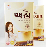 一盒包邮韩国麦馨Maxim速溶三合一白金牛奶咖啡100条盒装脱脂低卡