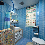 小马哥 卫生间陶瓷马赛克瓷砖背景墙泳池蓝色地中海厨房浴室地砖