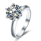 包邮正品高端仿真钻戒1-3克拉六爪钻石925纯银镀铂金戒指结婚女戒