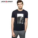 JackJones杰克琼斯夏季男装时尚印花纯棉修身短袖T恤E|216201504