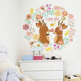 可移除墙贴纸贴画卧室房间墙上墙面装饰品爱情花环卡通小鹿梅花鹿