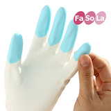 日本FASOLA正品台湾鲨鱼油植绒保湿家务手套薄款橡胶洗衣洗碗手套