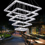 现代简约水晶楼梯灯LED不锈钢水晶灯长方形吊灯客厅餐厅灯三头