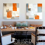 独家抽象色块两联 现代欧美客厅无框装饰画油壁挂画 卧室餐厅简约