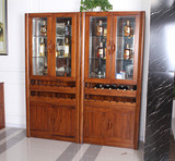 中式实木柚木酒柜两门玻璃开门柜储物柜食品柜宜家定制餐边柜特价