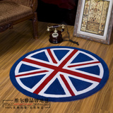 英伦风复古米字旗国旗地毯加厚圆形腈纶客厅卧室床边地垫电脑椅垫