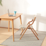 日式风格餐桌椅宜家餐厅折叠实木椅子纯榉木打造靠背椅学习办公椅