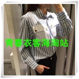 日本代购 sandro 16春夏新款 休闲风白色双口袋竖条纹衬衫 cintya
