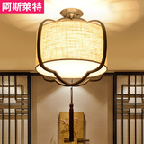 新中式吸顶灯 现代仿古客厅灯具布艺温馨卧室灯书房餐厅灯饰圆形