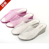 夏季韩版家居家女士凉拖室内外浴室地板坡跟高跟防滑水晶拖鞋特价