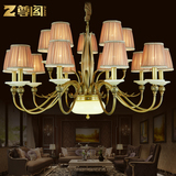 美式吊灯餐厅卧室客厅灯大气欧式纯天然玉石艺术铜灯美式全铜吊灯