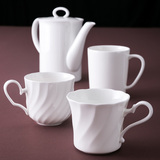 陶趣居日本进口欧式简约咖啡壶茶壶  波纹咖啡杯红茶杯纯色马克杯
