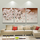 浮雕画立体装饰画 树脂沙发背景墙客厅三联现代简约挂画花卉壁画